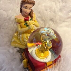 Disney Belle Yellow Figurine with Rose and Gold Globe